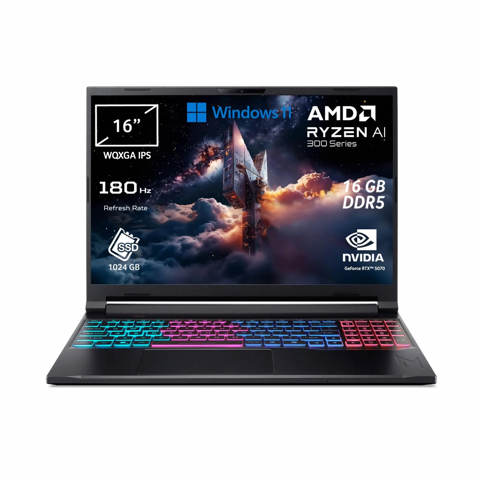 acer Nitro V 16S AI laptop AI | Notebook Gaming | NVIDIA GeForce RTX 5070 8 GB | Ryzen AI 7 350 | Pamięć RAM 16 GB DDR5 | 1024 GB SSD | wyświetlacz 16" WQXGA IPS 180 Hz | kopia + PC | Windows 11 |