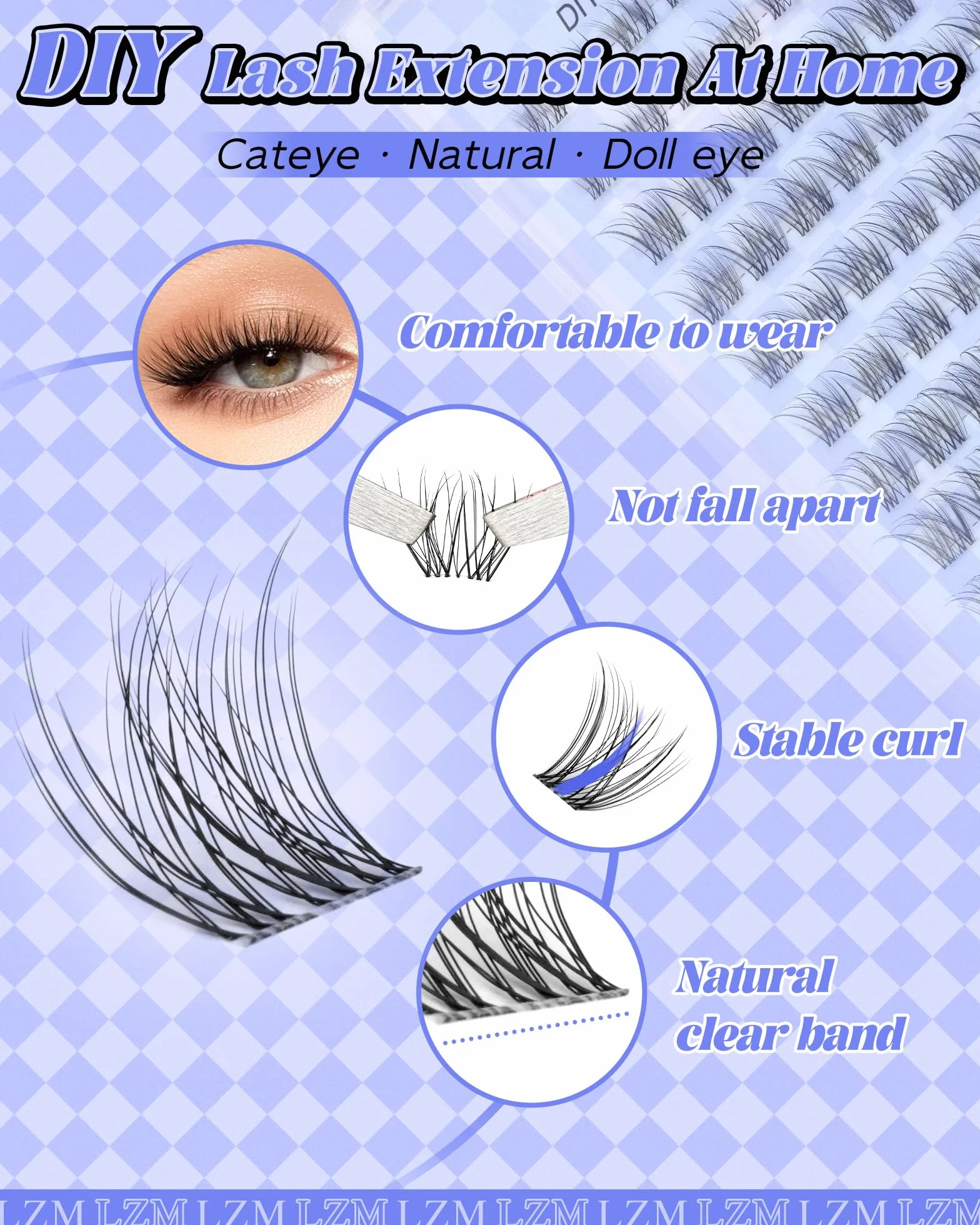 LZM Sztuczne rzęsy, pojedyncze, przezroczyste rzęsy, 120 szt., 8–14 mm, C Curl, lekkie i wygodne, naturalne rzęsy (KLS220 C Curl)