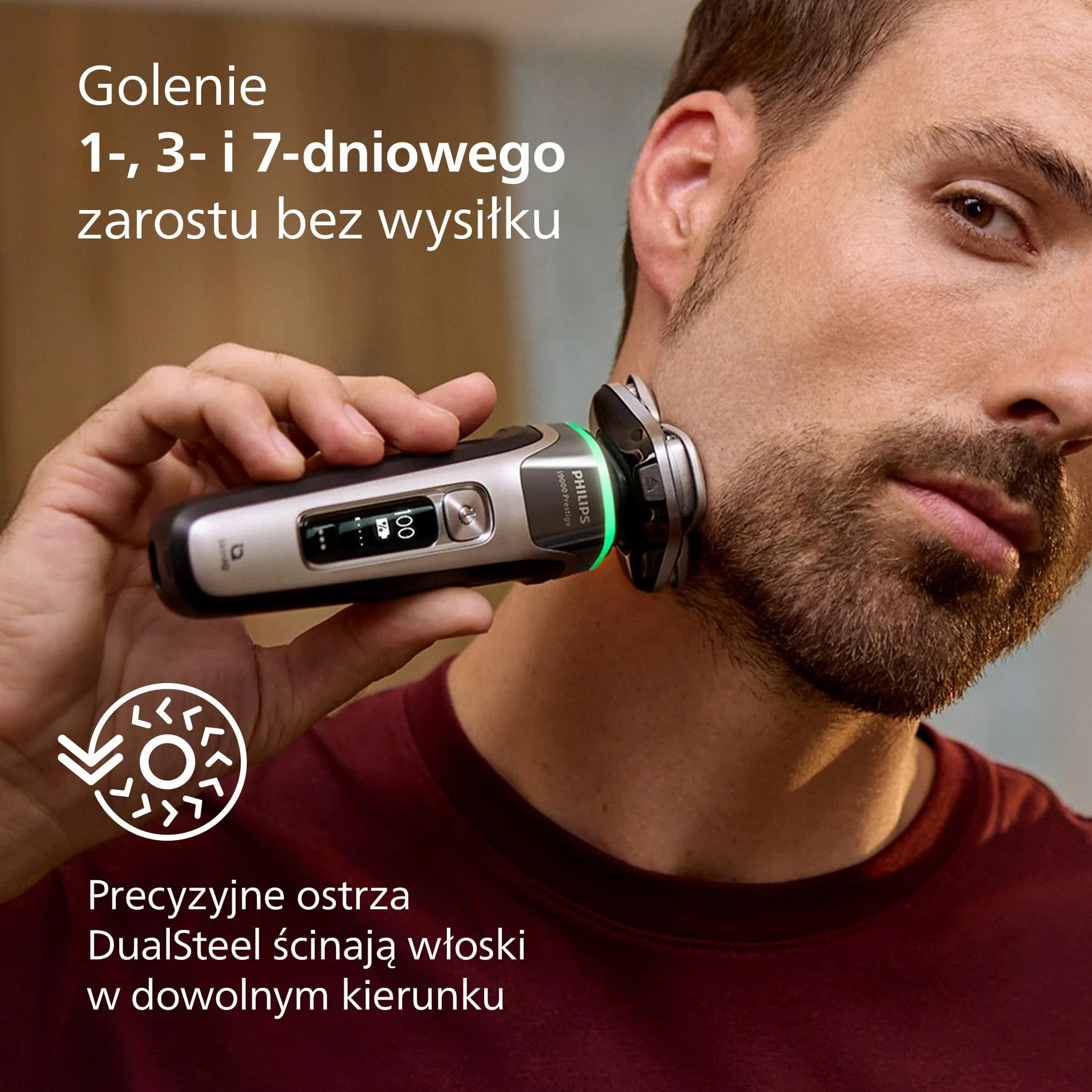 Philips Shaver i9000 Prestige, golarka elektryczna do golenia na sucho i mokro z technologią Skin IQ, System Triple Lift & Cut, podwójne ostrza SteelPrecision 360º, stylizator brody, Model XP9204/33