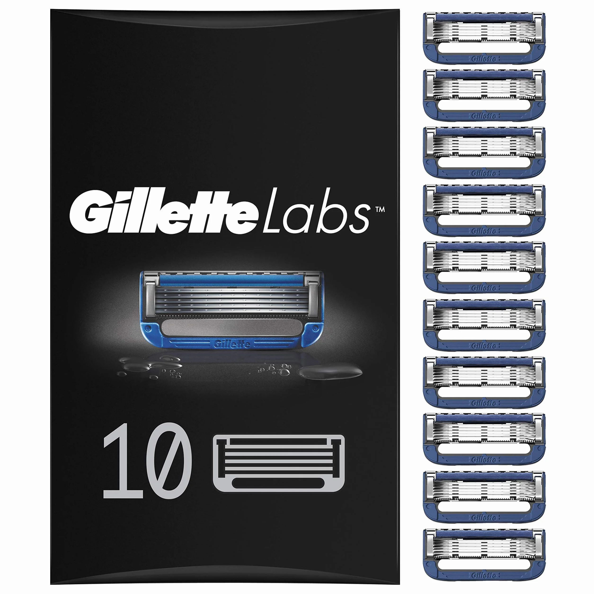 Gillette ‎7702018521272 Podgrzewane Ostrza Golarki Dla Mężczyzn, 10 Sztuk, Srebrny, Niebieski