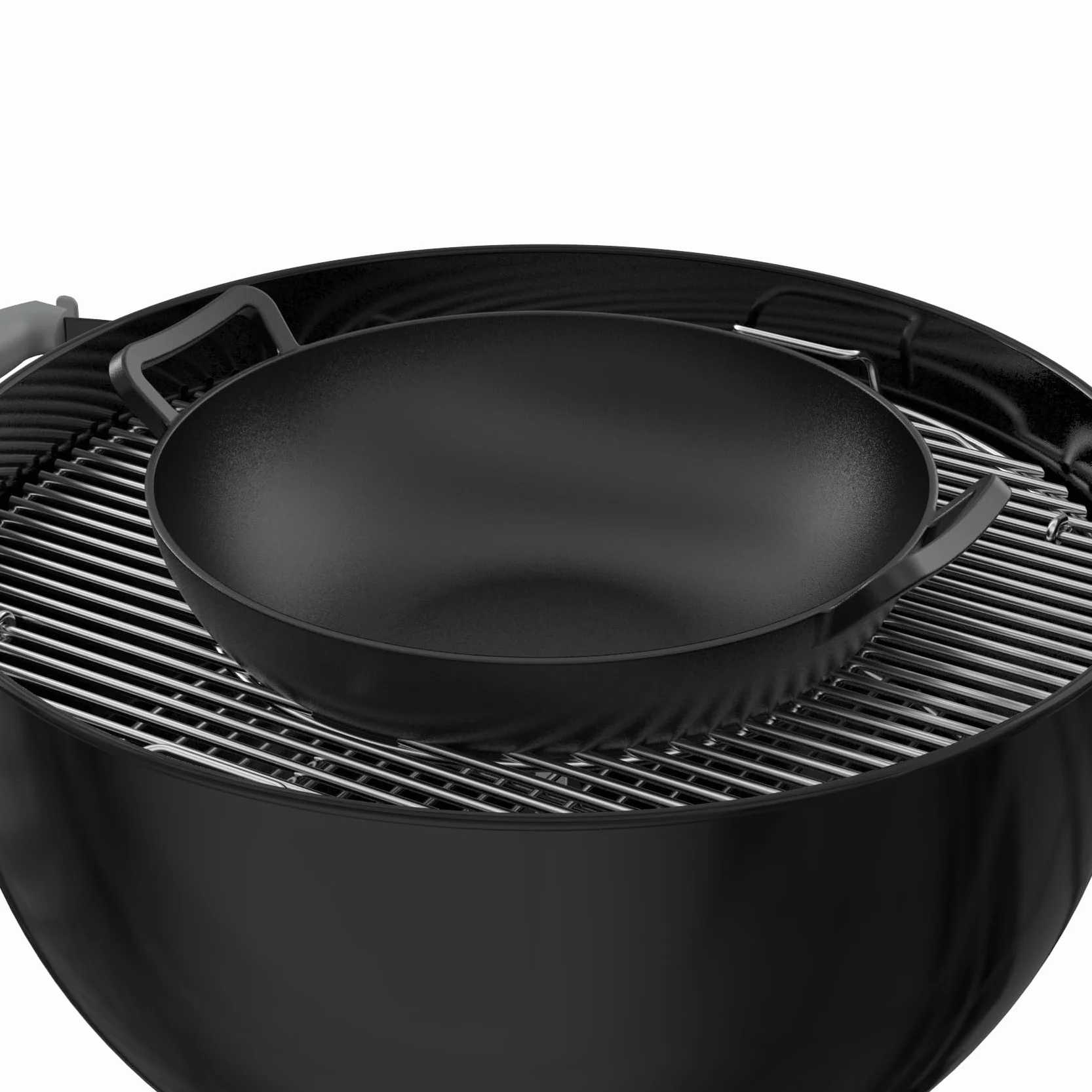 onlyfire Wok żeliwny, Ø36 cm Patelnia wok z uchwytem, patelnia żeliwna do systemu Weber Gourmet BBQ, pasująca do systemów Weber Spirit II i Genesis II GS4, patelnia do grillowania BBQ