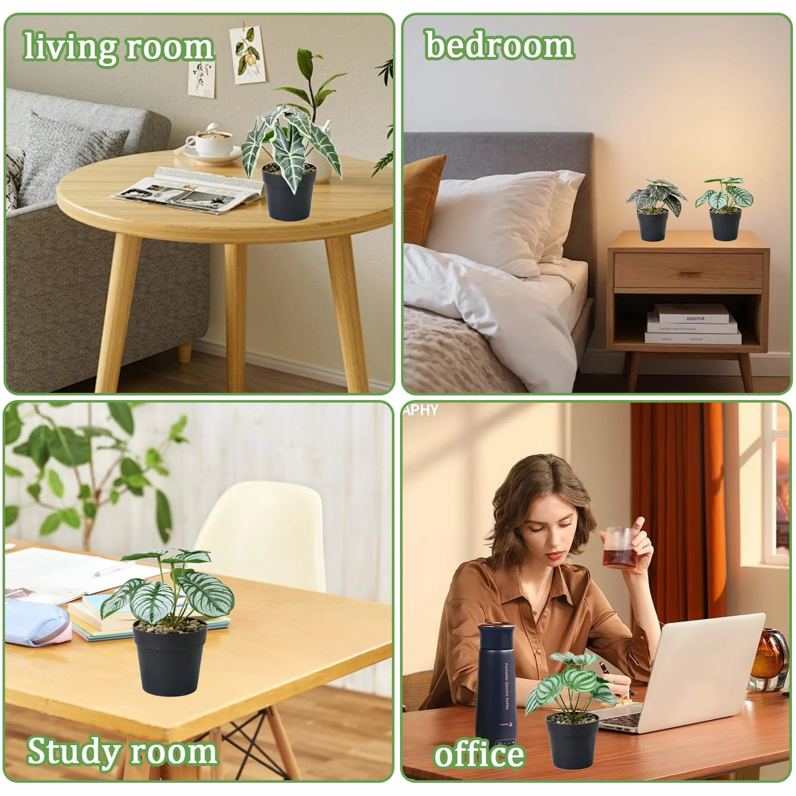 4 szt. Mini sztuczne rośliny wewnętrzne, sztuczna roślina dekoracja domu do dekoracji wnętrz, balkon, biuro, łazienka