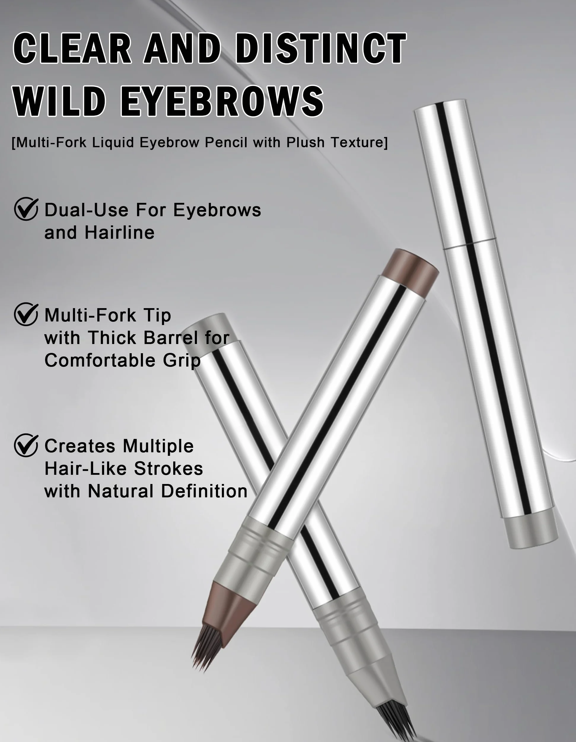 Erinde Braun Microblading kredka do brwi, trwała, wodoodporna i odporna na wycieranie, naturalne i zdefiniowane brwi, z mikrorozgałęzionym aplikatorem #02