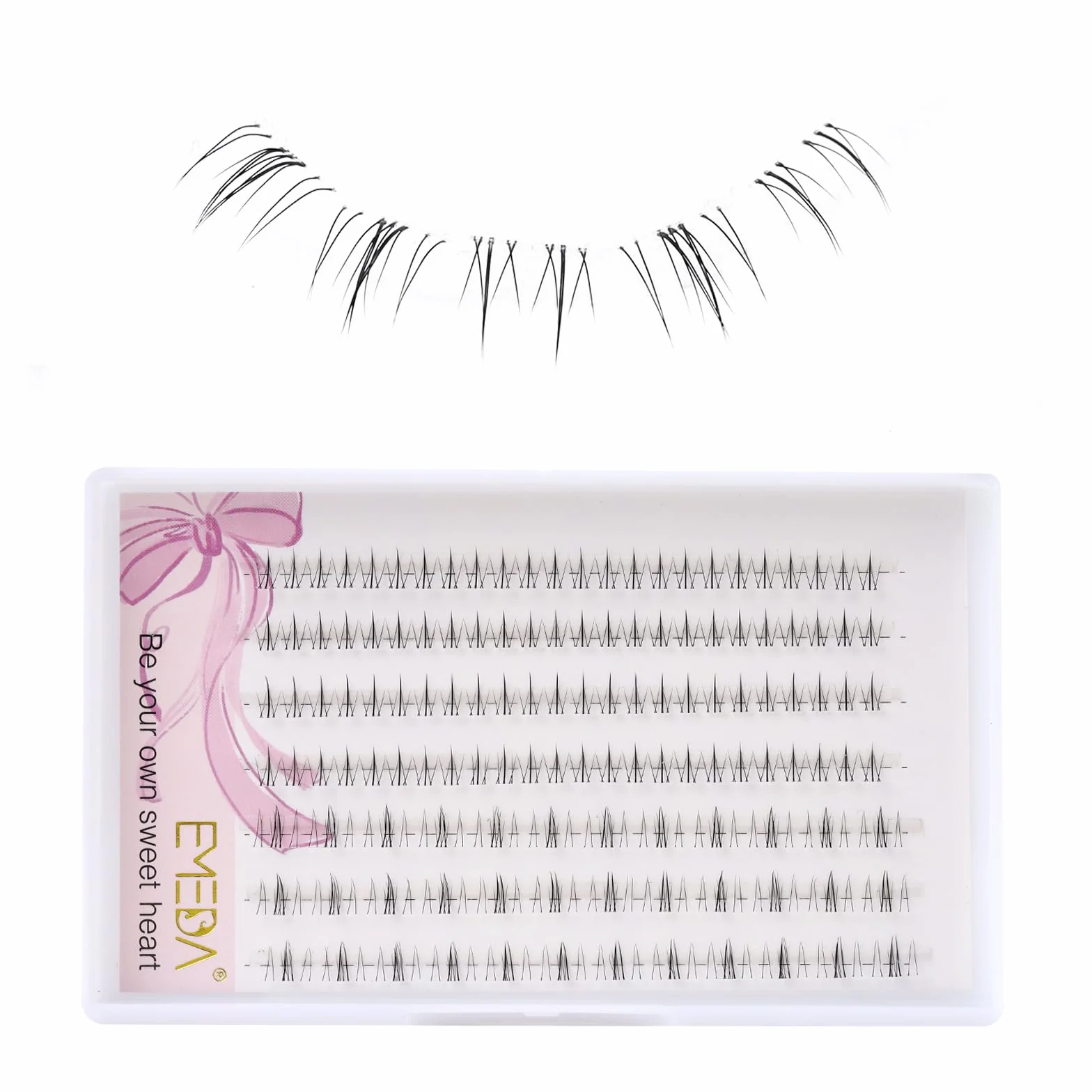 EMEDA DIY przedłużanie rzęs mix D curl 8mm 10mm 12mm Indywidualne rzęsy klastra z pęsetą Super cienka taśma DIY rzęsy Wielokrotnego użytku Naturalne Fałszywe rzęsy klastry rzęs (D08)