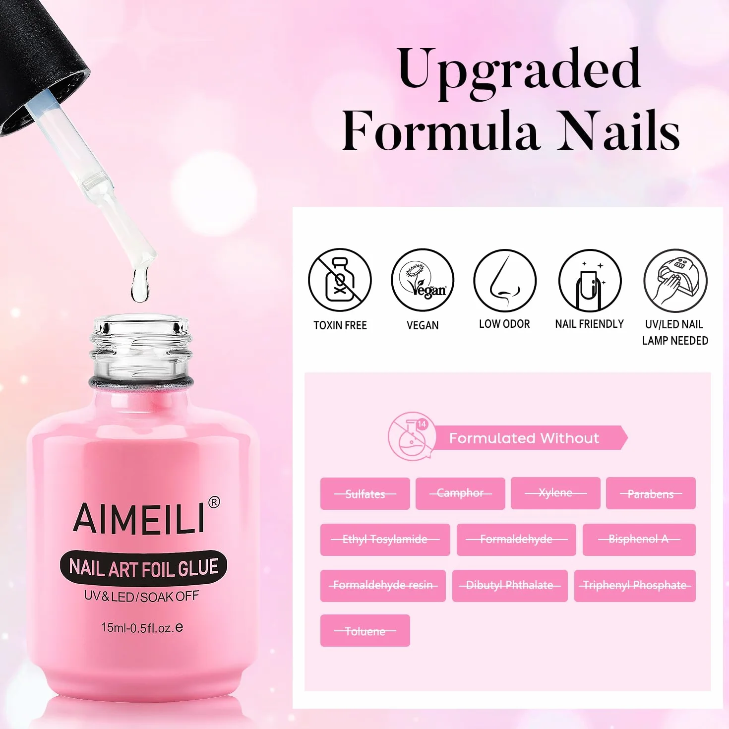 AIMEILI 2 sztuki Nail Art Foil Glue Gel 15 ml folia transferowa do paznokci naklejki na paznokcie Nail Art Foil Glue Gel Set