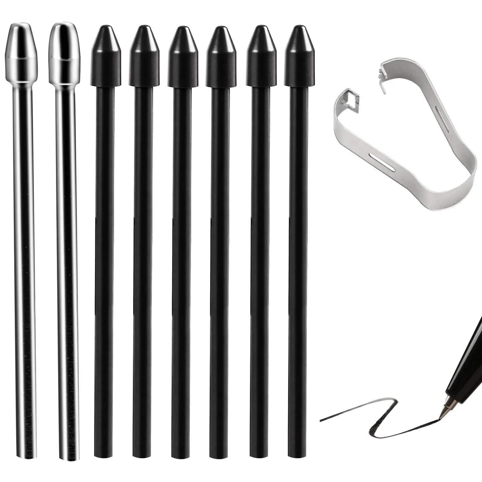 Gosknor 8szt Końcówki Zamiennych do S Pen, Metalowych i Plastikowych Stalówki Rysika z Klipsem Kompatybilny z Samsung Galaxy Tab S10+/S10 Ultra/ S9 / S8 / S7 / S6 Lite / S22 / S23 / S24 Ultra