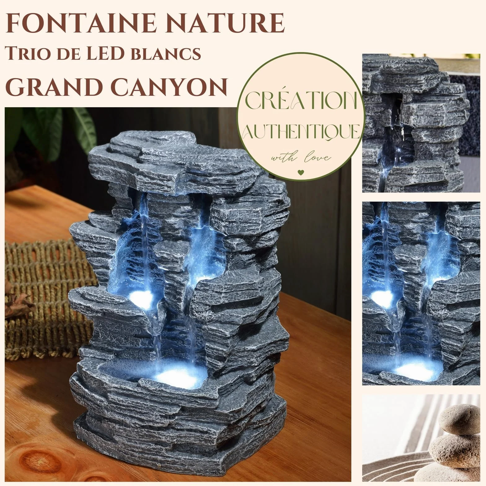 Zen Arôme Grand Canyon Fontanna Ogrodowa Szary 19x16x28 cm