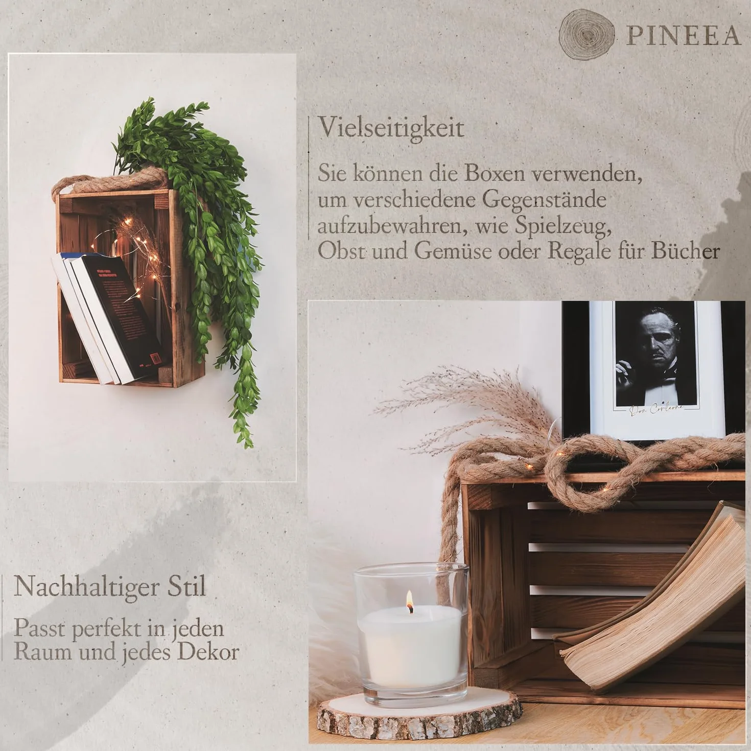 Naturalna Drewniana Skrzynka Vintage 30x20x15cm Dekoracyjny Pojemnik Na Wino Na Owoce