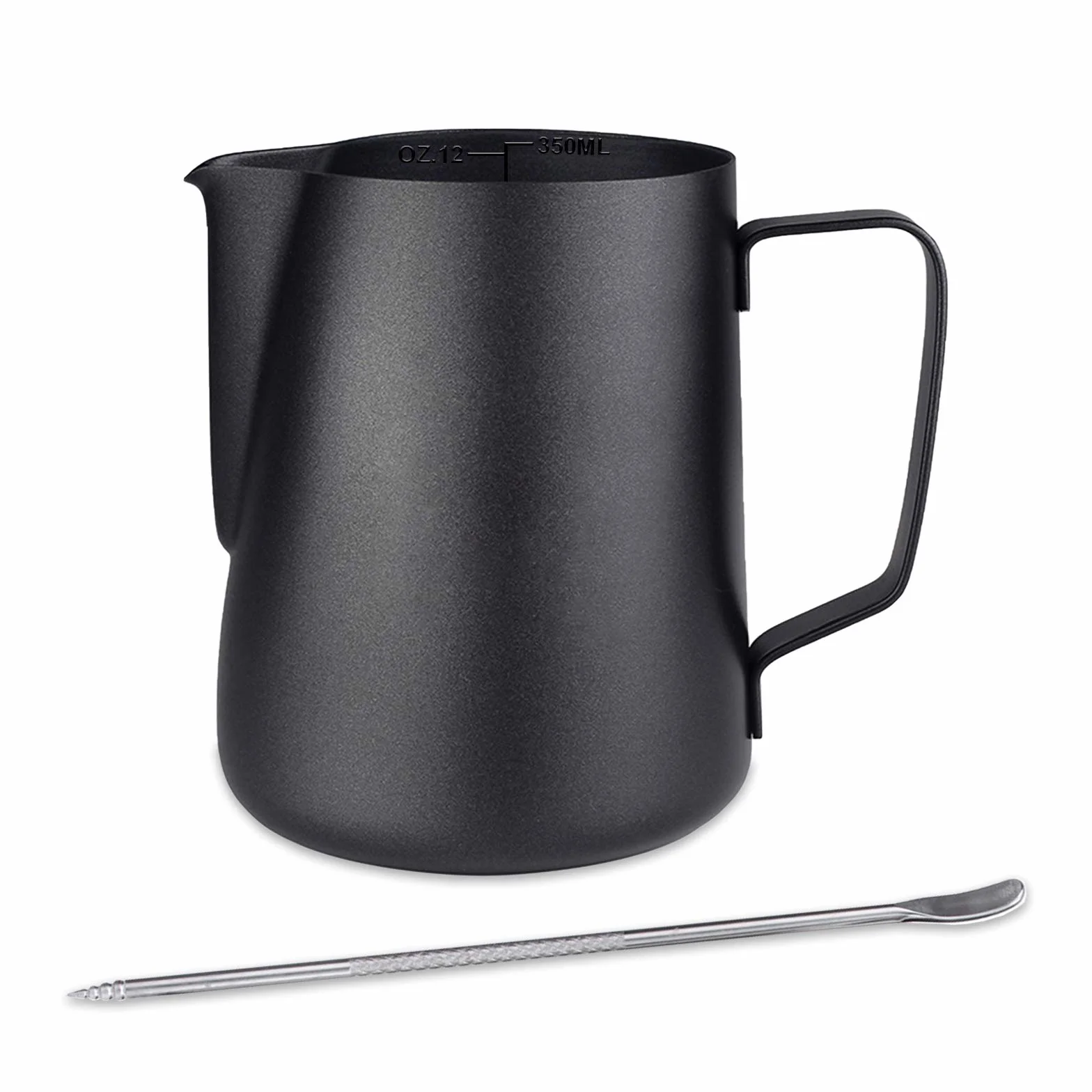 Dzbanek do mleka ze stali nierdzewnej 350 ml czarny do spieniacza cappuccino
