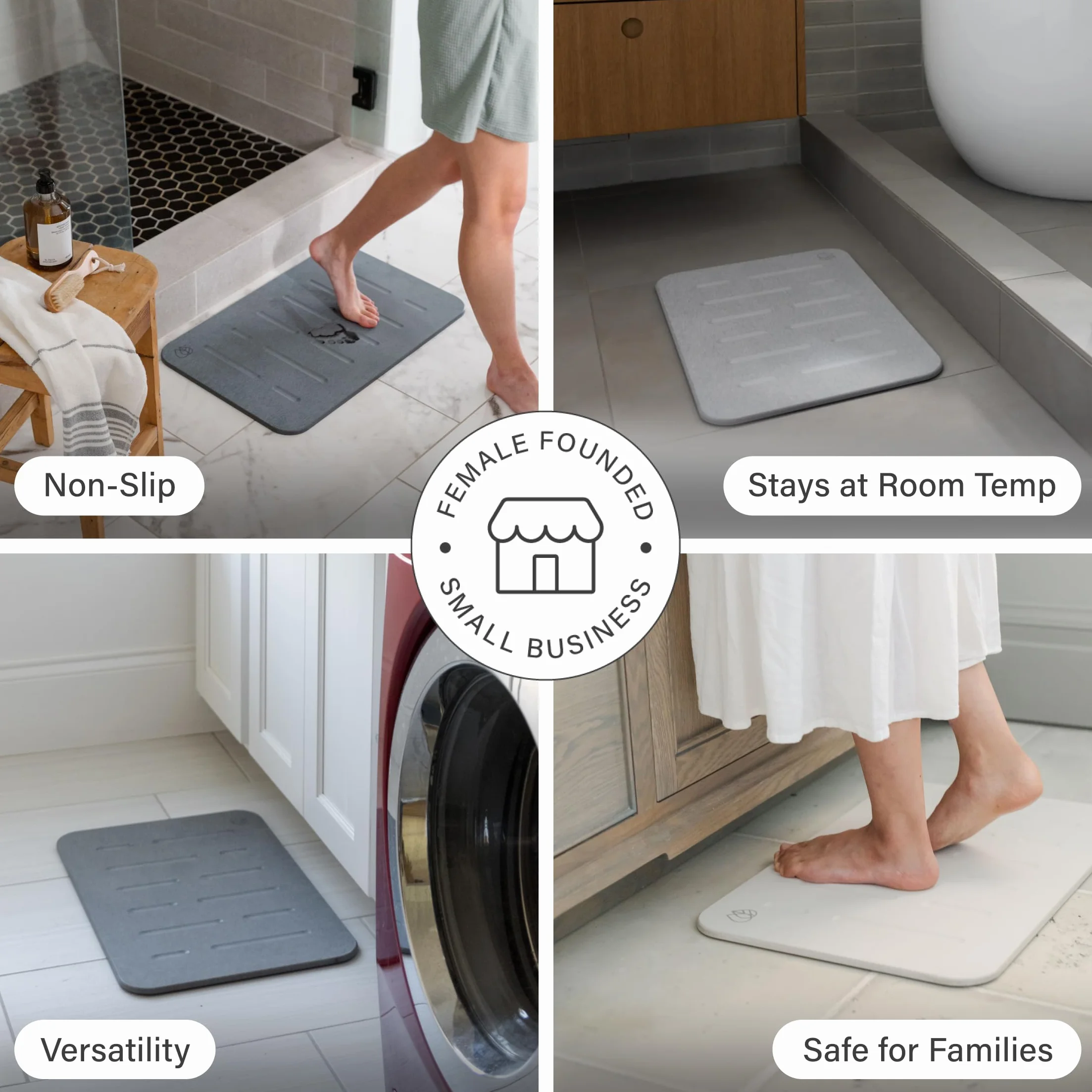 Dorai Home Bath Stone Mat 23.6"x15.4" Diatomite Quick-Dry Non-Slip Rain Sandstone