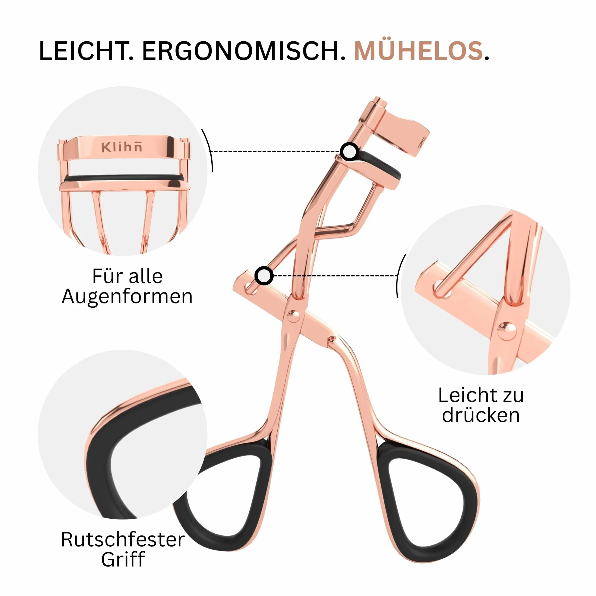 Ekskluzywna zalotka do rzęs, eyelash curler z 8 dodatkowymi wymiennymi silikonowymi nakładkami - Narzędzie do makijażu z wysokiej jakości stali węglowej idealnie podkręconych rzęs wykonane