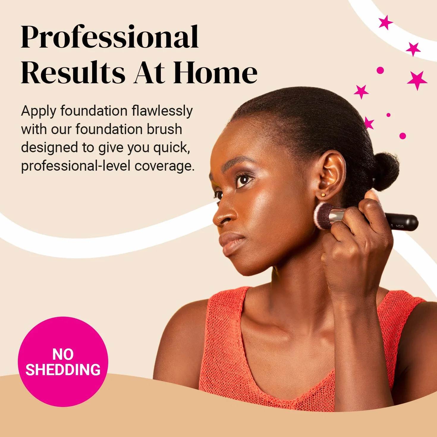 KESHIMA Flat Top Kabuki Foundation Brush - Premium pędzel do podkładu w płynie, kremu i pudru – pędzel polerski, pędzel do mieszania, pędzel do twarzy