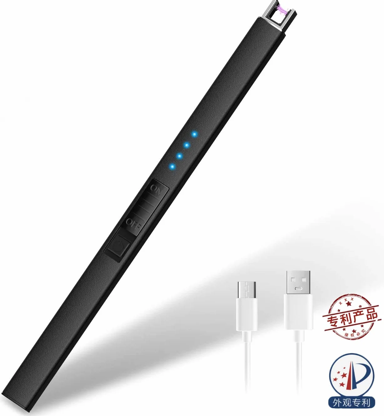 Elektryczna zapalniczka świecowa USB z wyświetlaczem LED, łuk plazmowy, wiatroszczelna, bezpłomieniowa
