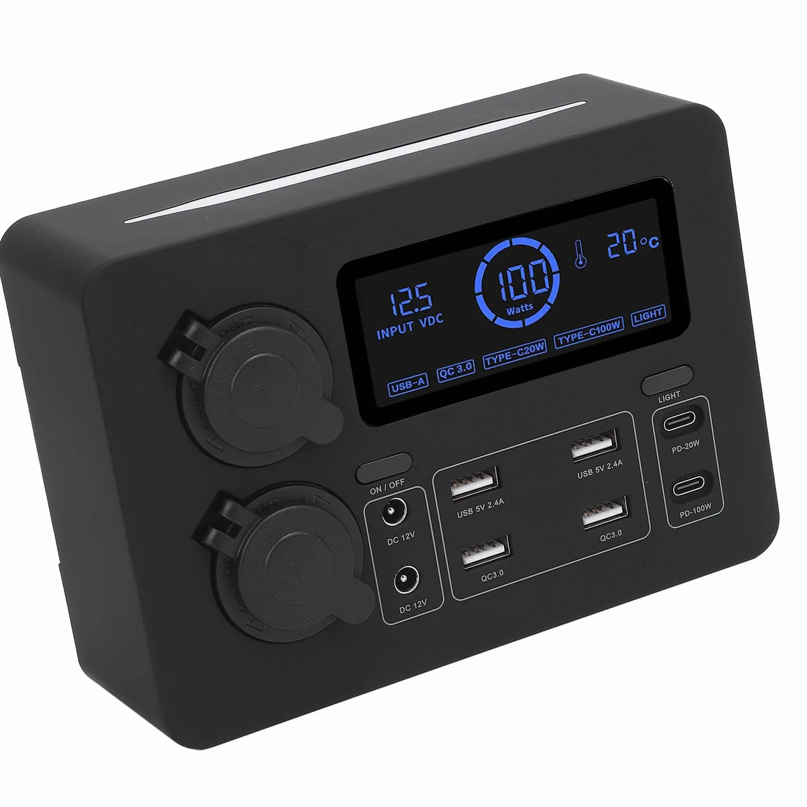 Mini Zasilacz 12V 100W Wyświetlacz LCD USB C Port QC3.0 4 Gniazdko Anderson Wielofunkcyjny Koncentrator Dystrybucji Zasilania do łodzi RV Samochód