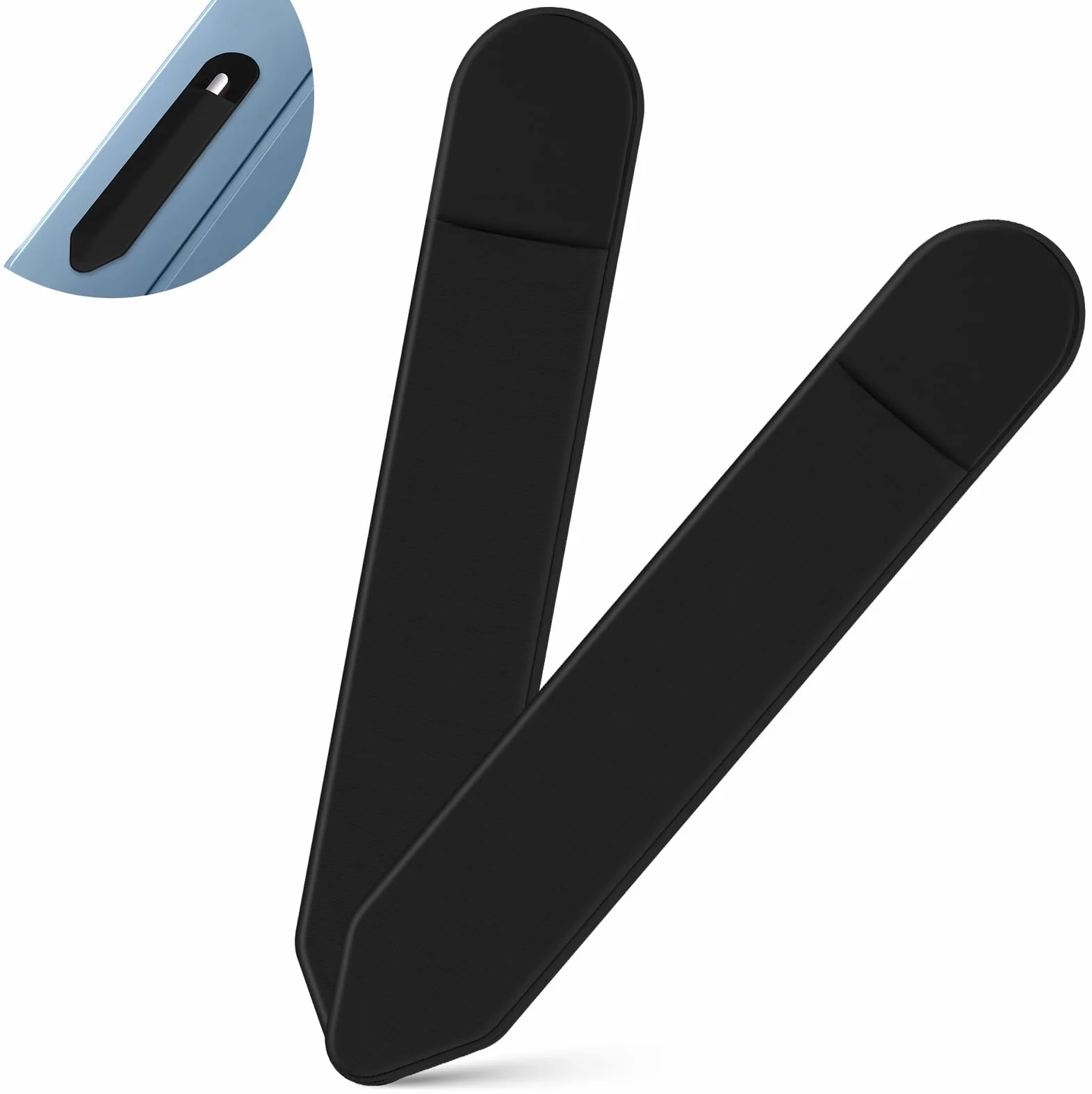 flintronic Uchwyt na ołówki, zdejmowany, samoprzylepny uchwyt na ołówki, kompatybilny z Apple Pencil 2. i 1. generacji, elastyczny piórnik do rysików (czarny)