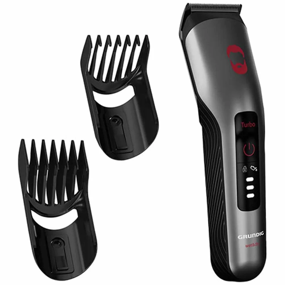 GRUNDIG ProClub MC 8030 maszynka do strzyżenia włosów i brody, z czujnikiem BeardCare, technologia Titanium Blades, 2 grzebienie do cięcia o różnych długościach, długi czas pracy, na mokro i sucho,