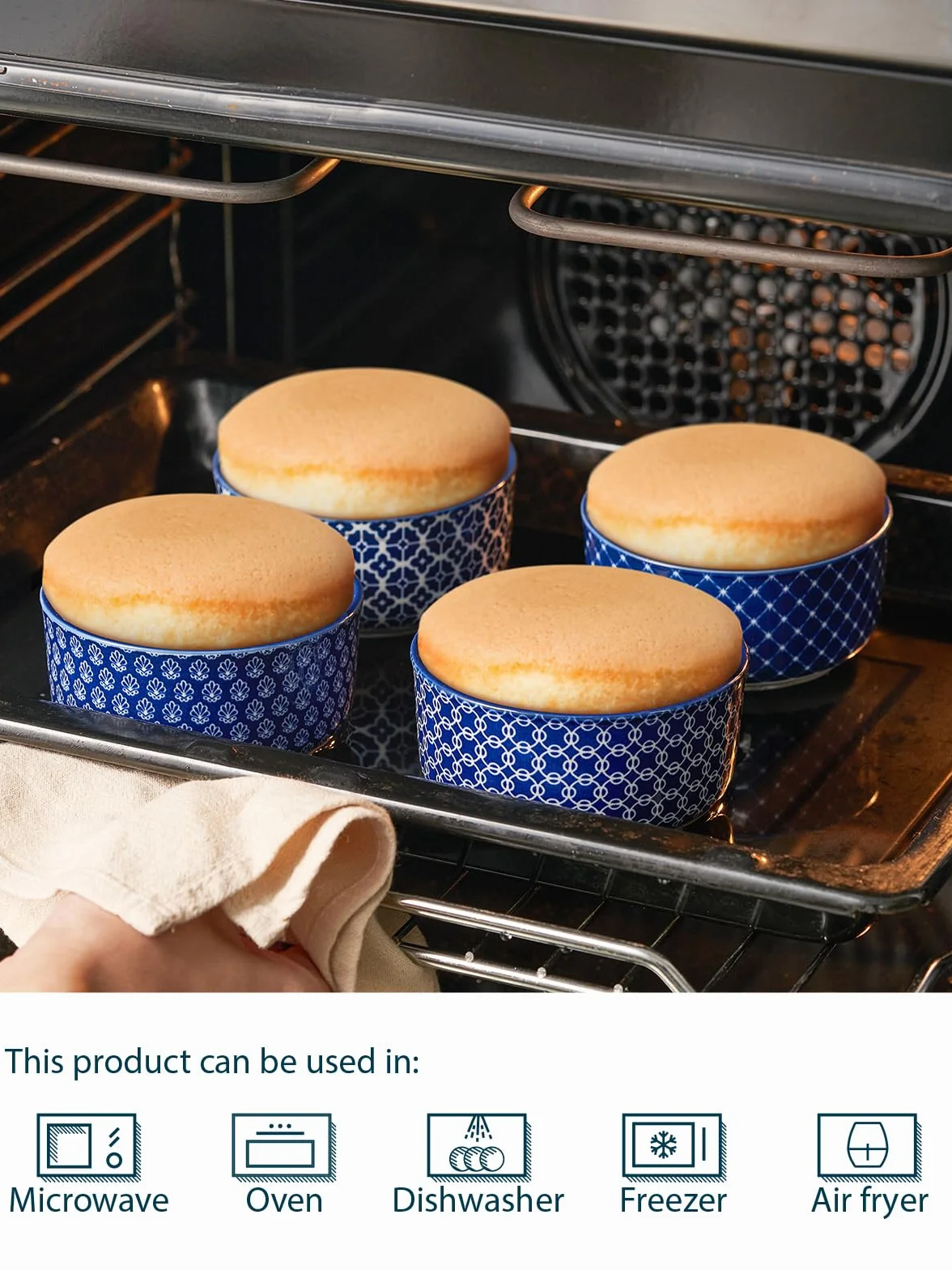 DOWAN Porcelanowe naczynia do sufletu, foremki do jajek i muffinków, mini miseczka do dipów