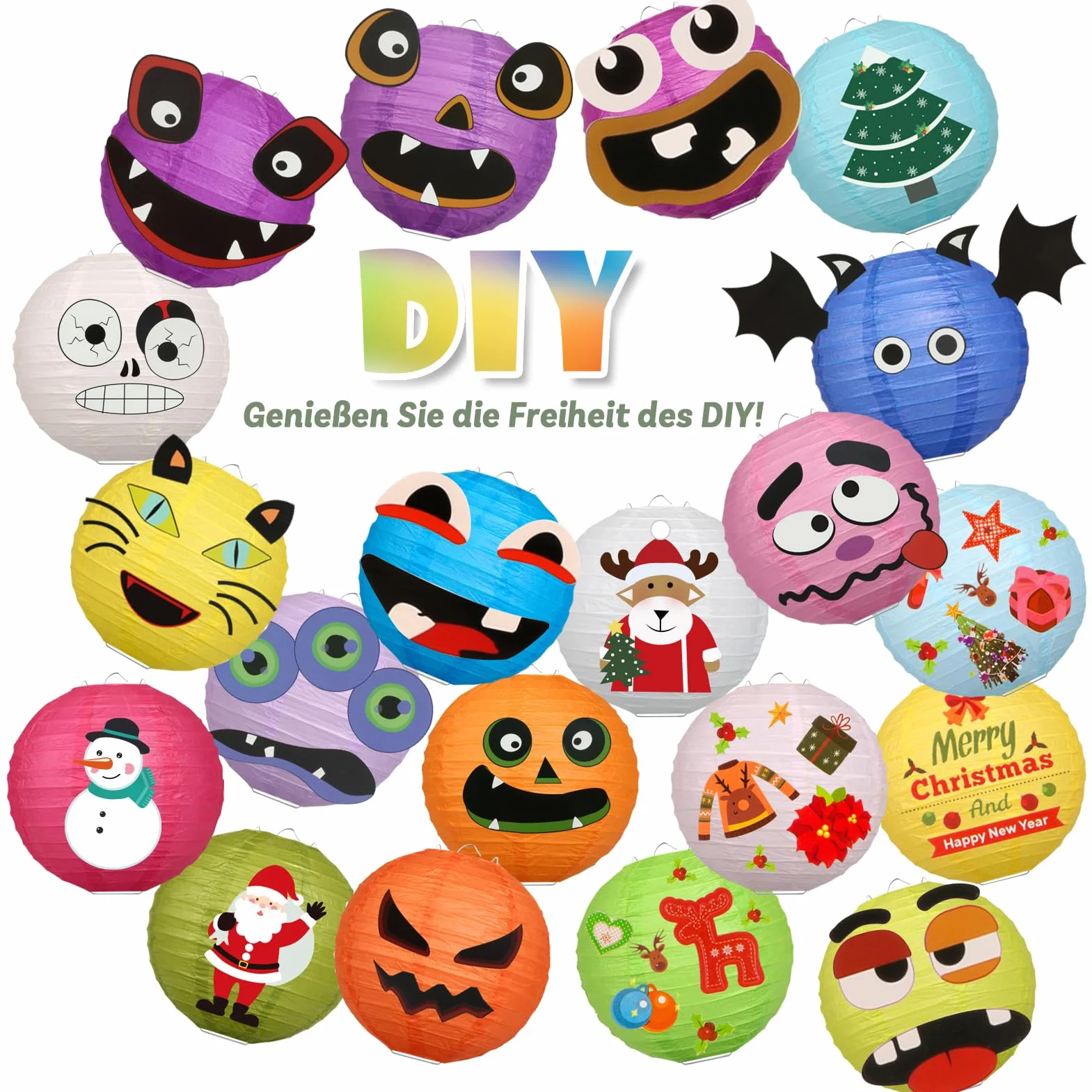 20 sztuk kolorowych papierowych lampionów 20 cm, okrągłe, papierowe lampiony na święta, wesele, Halloween, Boże Narodzenie, imprezę, urodziny, przyjęcie ogrodowe, baby shower, dekoracja do