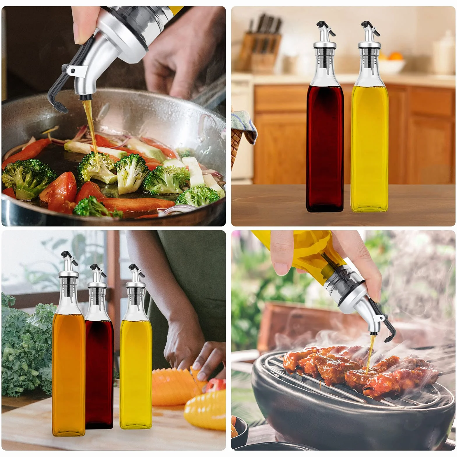 Dozownik oleju, butelka oliwy z oliwek 200 ml*2 szt. Dozownik octu i oleju do kuchni, grillowania, sałatek z makaronu i gotowania