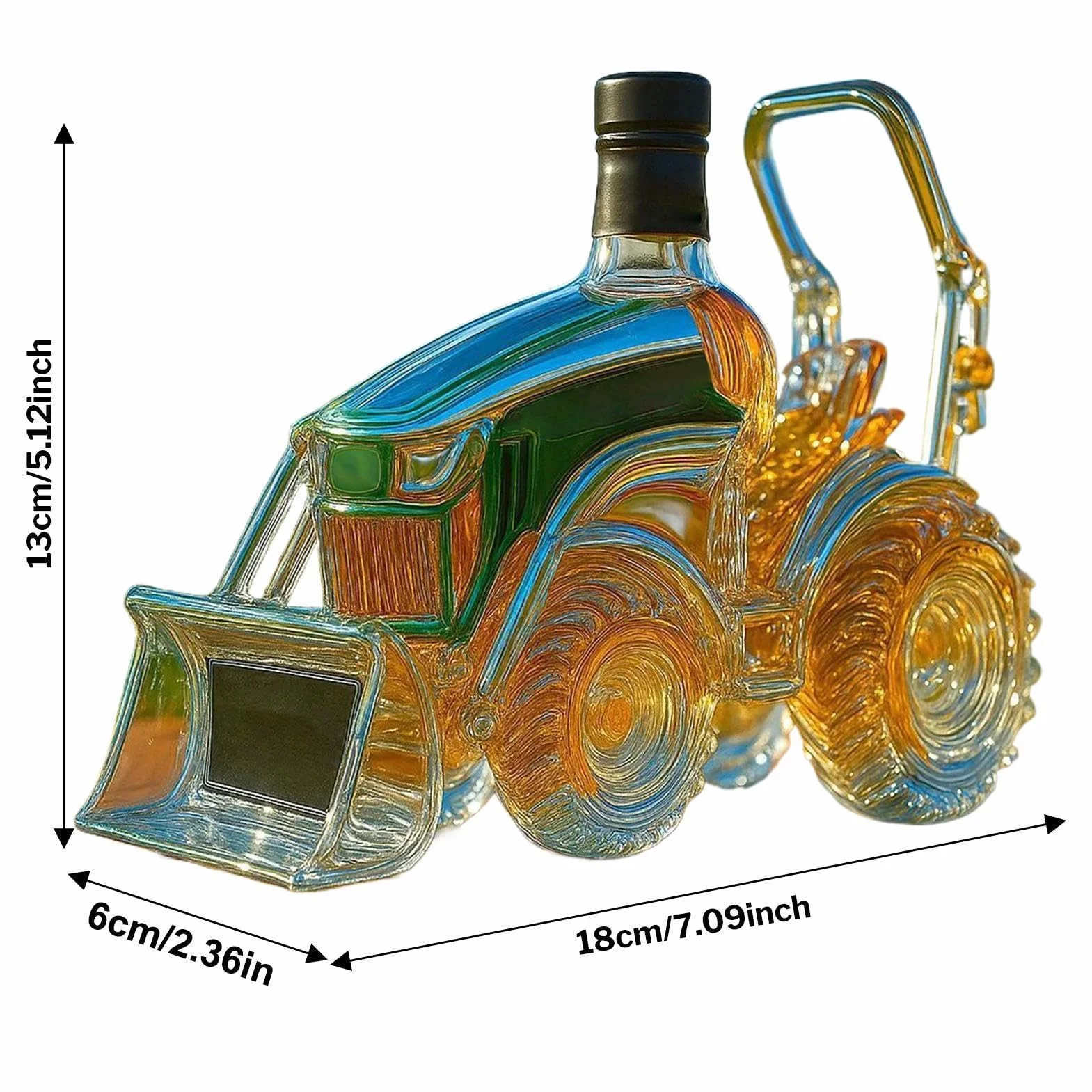 Szklana karafka 3D do traktora, wina, whisky dla miłośników