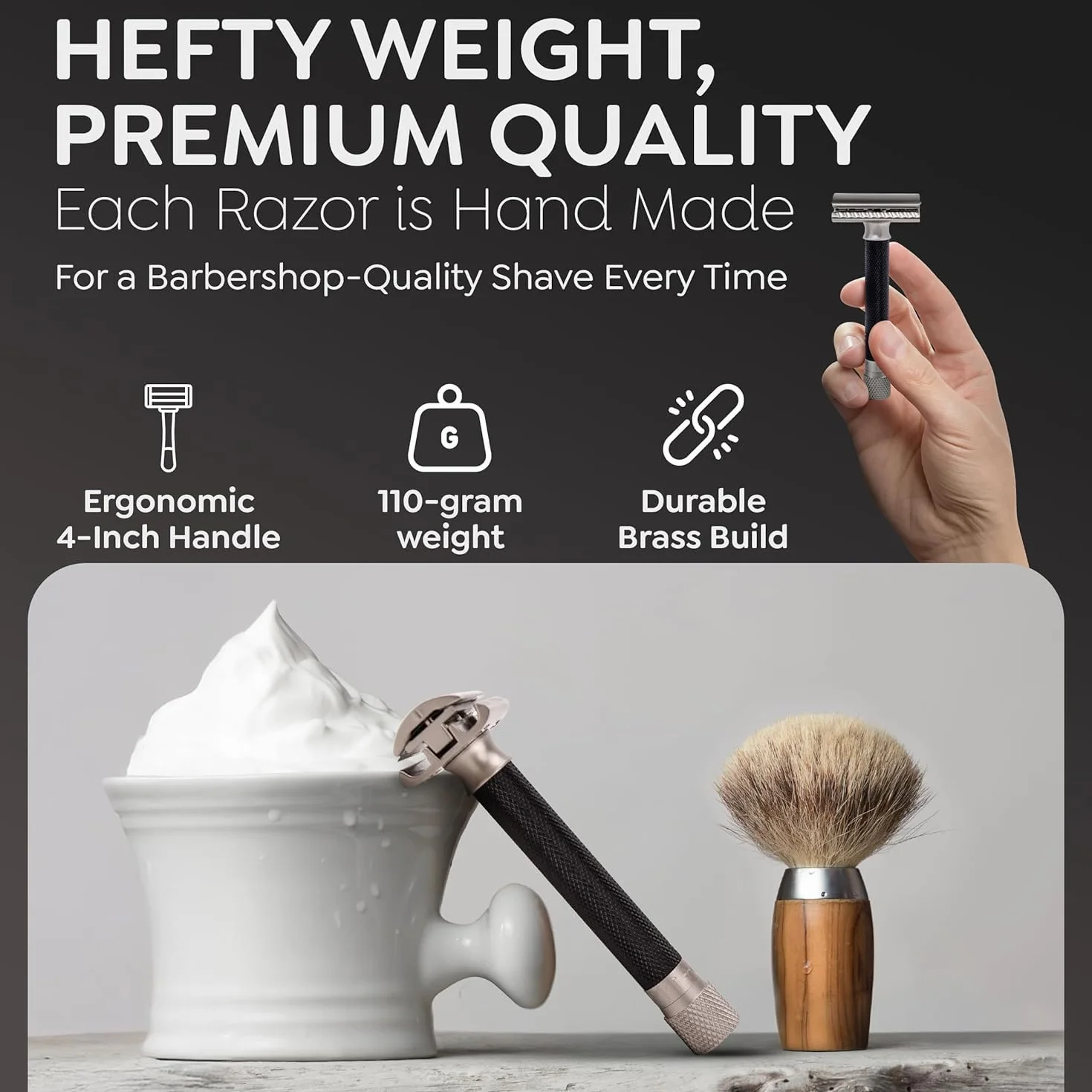 Parker Safety Razor Wariant regulowana dwustronna maszynka do golenia i 5 ostrzy premium - (metaliczna) grafitowa