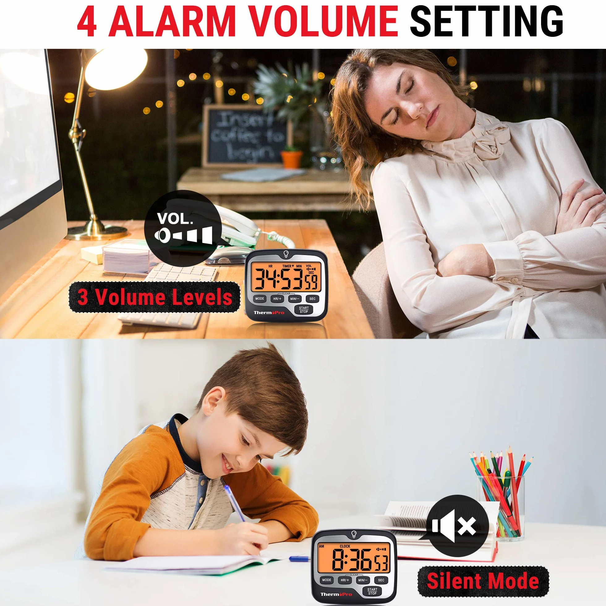 ThermoPro TM01 cyfrowy timer kuchenny z dużym wyświetlaczem LCD głośny alarm