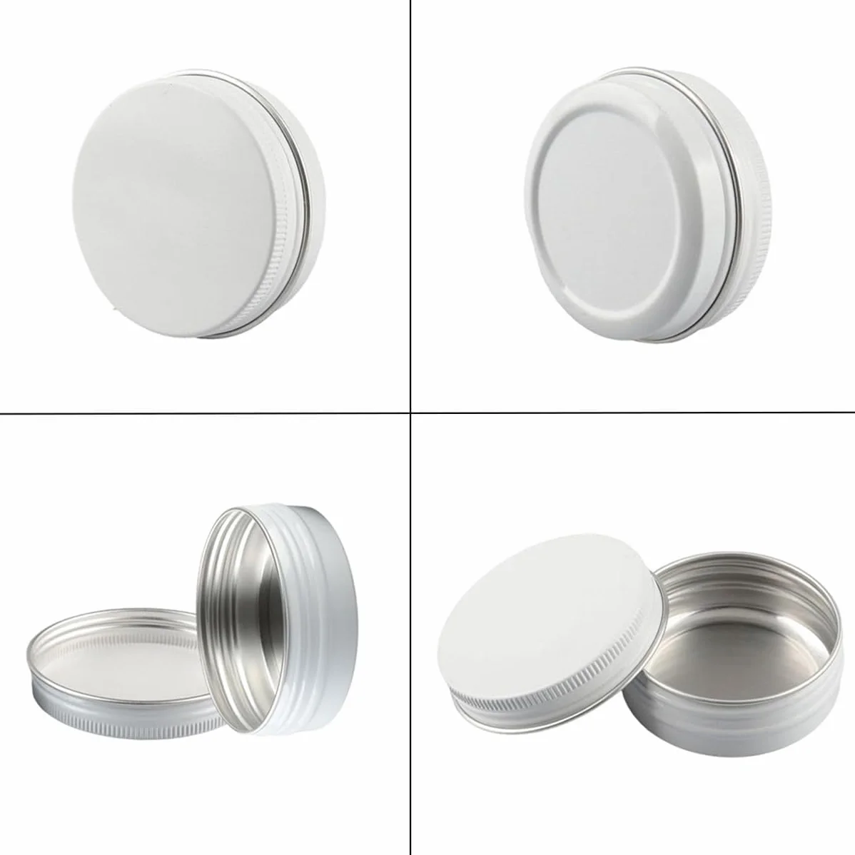 Aluminiowe puszki 100 ml, 100 g, pusty podróżny pojemnik na próbki kosmetyczne z zakrętką, 100 g białych metalowych puszek do majsterkowania, balsamów do ust, kremu do twarzy, świec, herbaty
