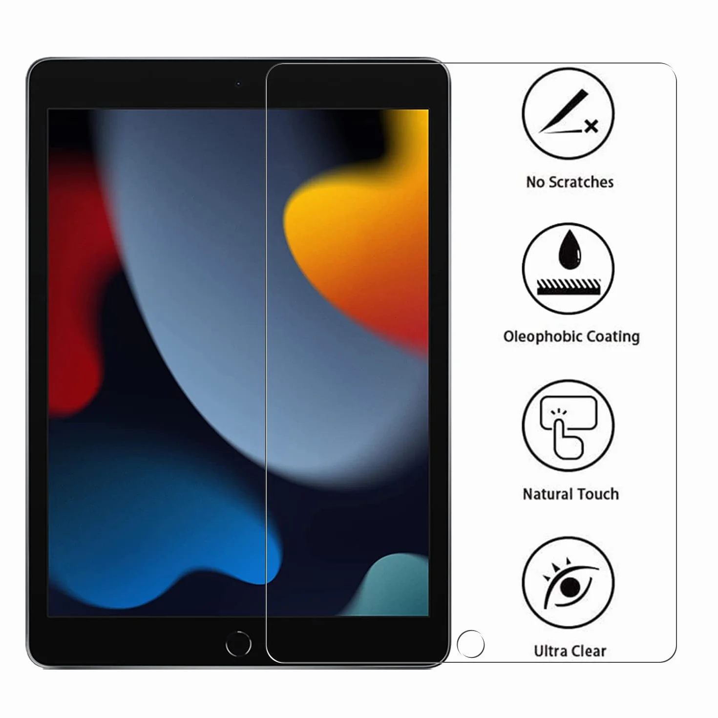 Xunylyeee 2-Pak, Ochraniacz Ekranu dla iPad 9./8. / 7. Generacja (10.2 Cali, 2021/2020/ 2019 Model) Szkło Hartowanego