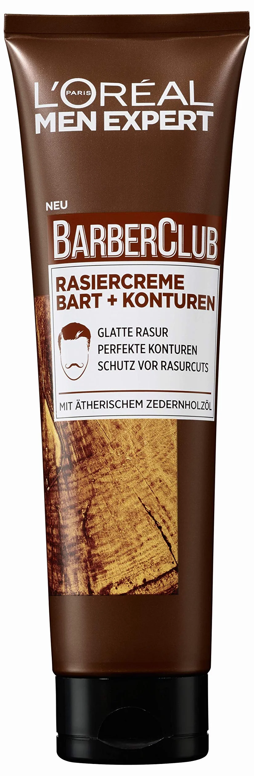 L'Oréal Men Expert Pielęgnacja brody, krem do golenia zapewnia gładkie golenie i wyraźne kontury twarzy, olejek eteryczny z drewna cedrowego, Barber Club, 2 x 150 ml
