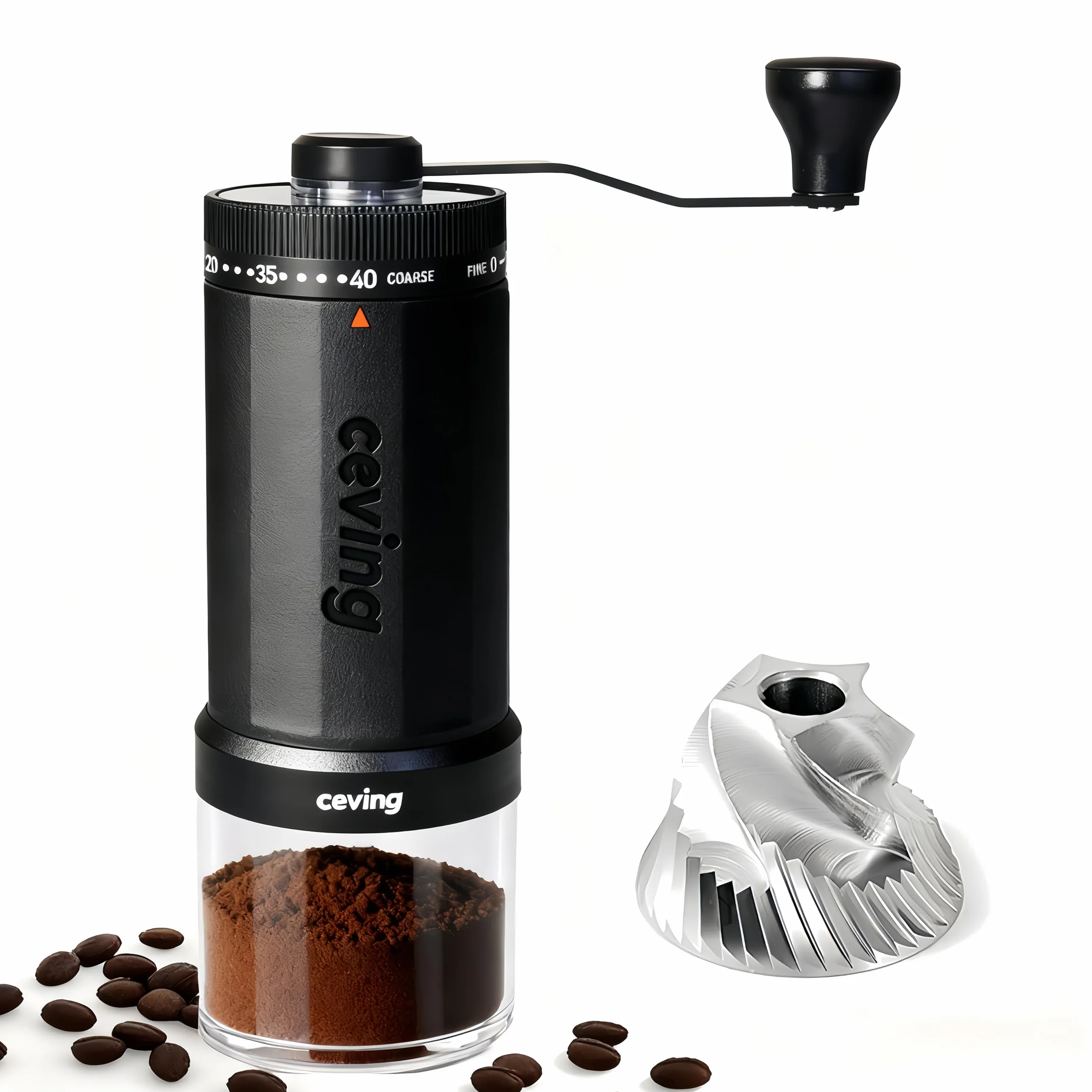 Ręczny młynek do kawy stalowy stożkowy 60g 40 regulacji przenośny do espresso pour-over