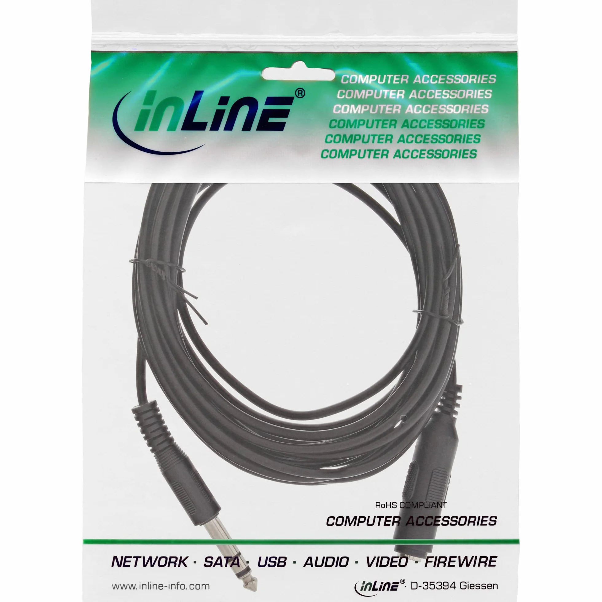 InLine 99935A przedłużacz jack, wtyczka jack 6,3 mm/gniazdo, 5 m, stereo