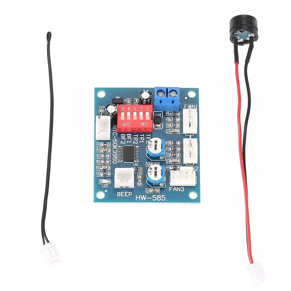 Samodzielny kontroler wentylatora PWM DC 12V 4-przewodowy termostat, kontroler PWM kontroler prędkości wentylatora z czujnikiem, moduł kontrolera DIY do kontrolera temperatury wentylatora PC + brzęczyk i sonda