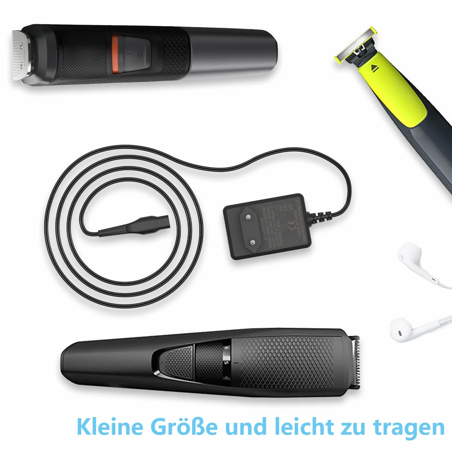 4.3V Philips OneBlade QP2520 Charging Cable for QP2520/90, QP2520/70, QP2620 MG3730 MG3720 MG5720 MG5730 BT3208 Shaver - Replacement Charger A00390 1.7m
