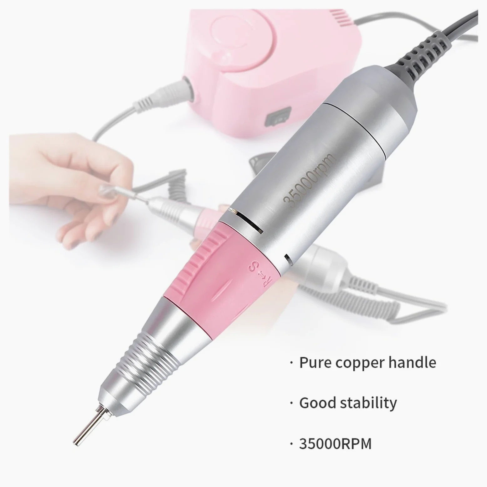 Elektryczna frezarka do paznokci, 35000 obr./min elektryczna wiertarka do paznokci zestaw maszyn do manicure do paznokci, maszyna do pedicure, wiertarka do paznokci, narzędzia do manicure(Wit)