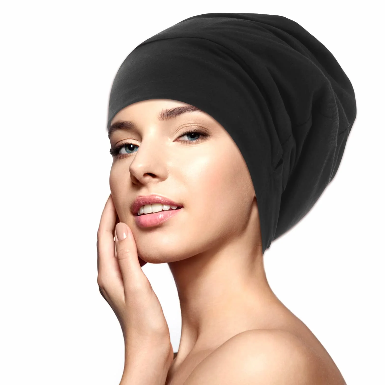 WLLHYF Jedwabna czapka z daszkiem Bonnet Soft Hair Wrap Cover Satin Lined Beanie Adjustable Turban Hat Nurse Cap Bonnet for Medium Curly Frizzy Hair Hat dla kobiet i mężczyzn