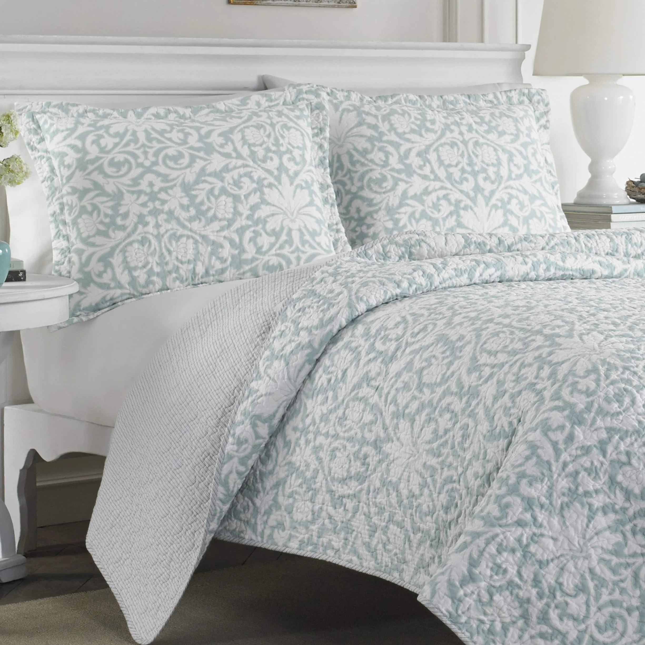 Laura Ashley Zestaw kołder King ultramiękka pościel całoroczna dwustronna narzuta niebieska