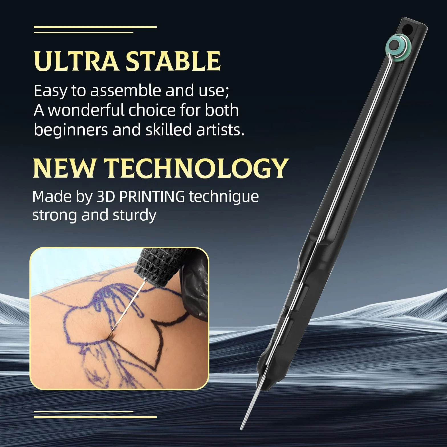 ATOMUS Zestaw do tatuażu Poke Pen Kit Home Tattoo Tool Kit z 14 kolorami tuszu, igieł, do ćwiczeń, skóry, maty stołowe, kubek atramentowy, papier transferowy