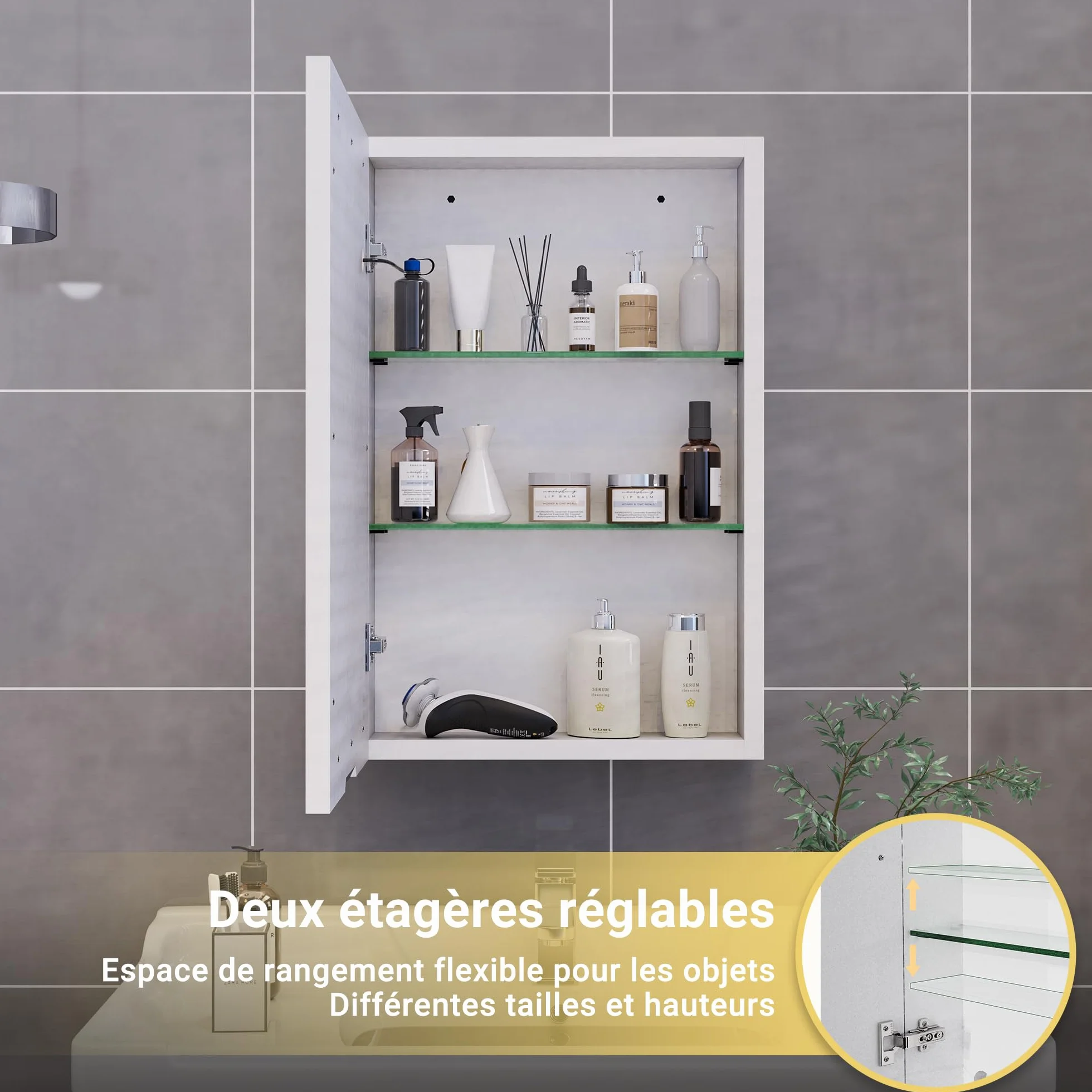 Szafka łazienkowa z lustrem LED 50x70 cm sterowanie dotykowe biała