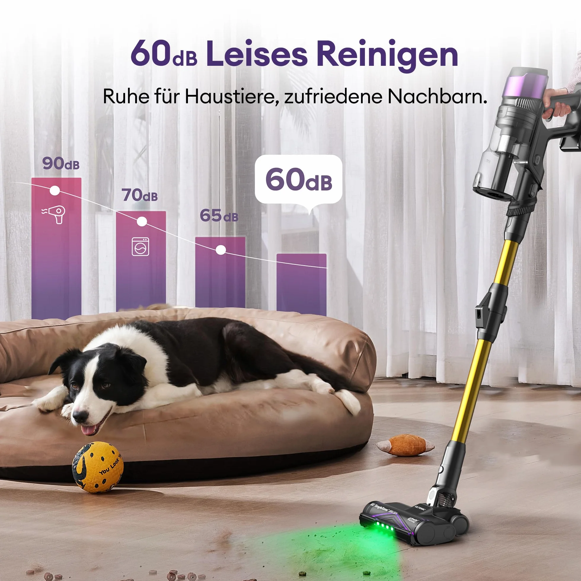 Ultenic U20 Odkurzacz Akumulatorowy 55000Pa/55Min, Funkcja Samostojąca, Szczotka Zapobiegająca Plątaniu, Wyświetlacz LED, Green Eye™, Do Twardych Podłóg i Dywanów