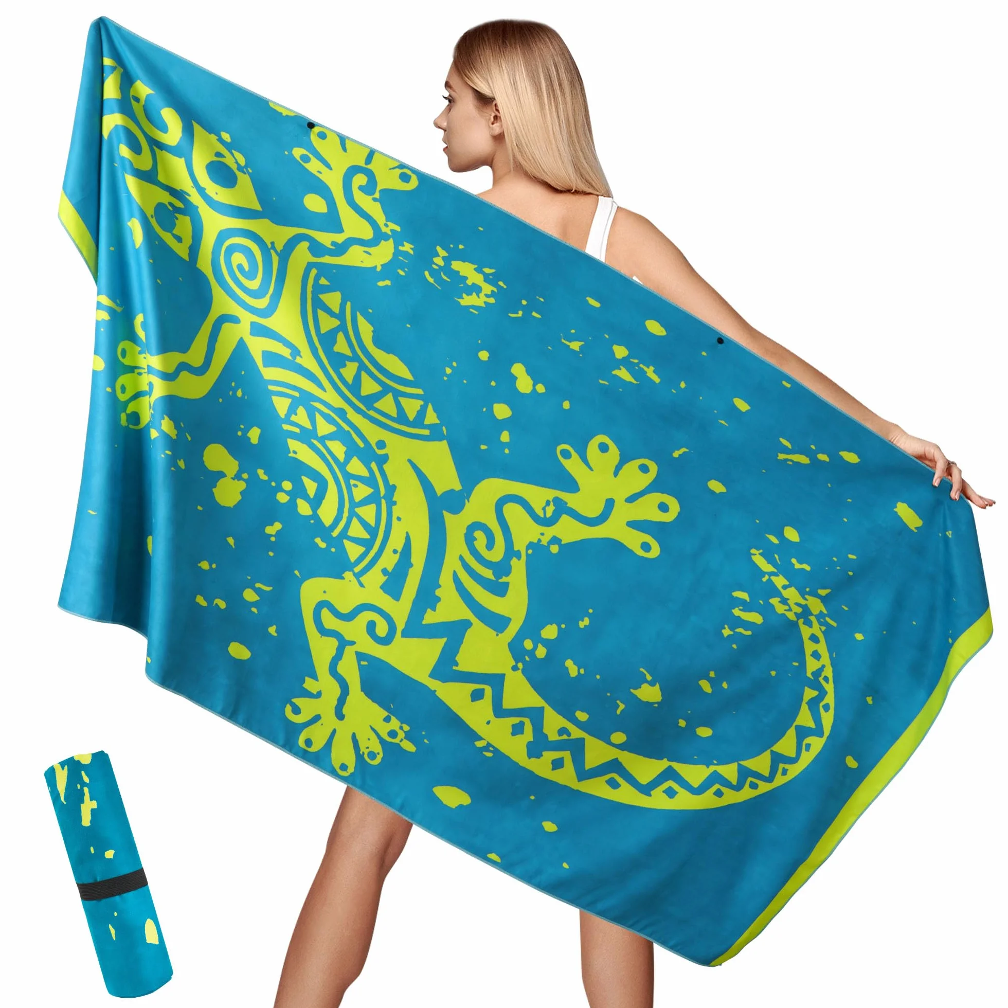 Ręcznik plażowy z mikrofibry 100 x 200 cm XXL szybkoschnący odporny na piasek