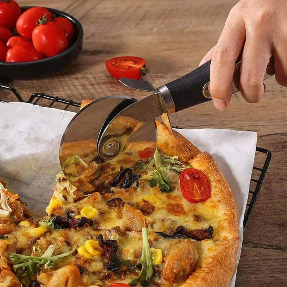 Nóż do pizzy, wałek do pizzy ze stali nierdzewnej – bez trudu dzieli pizzę na kawałki, poręczny nóż do pizzy z ochroną palców
