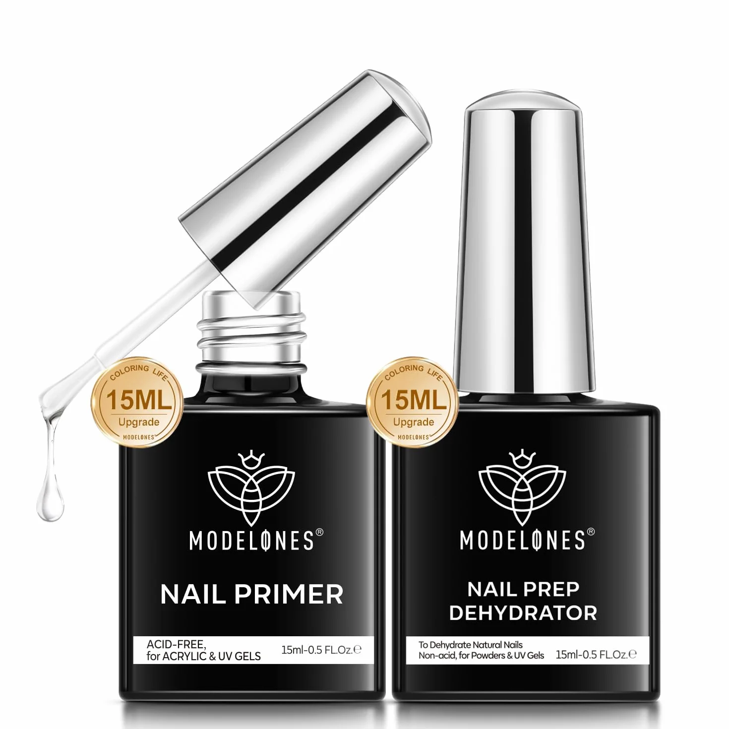Modelones Primer do paznokci żelowy, odwodniacz, 15 ml, profesjonalny preparat bez kwasu, naturalne powietrze suche, superior bonding zestaw do paznokci, żel UV