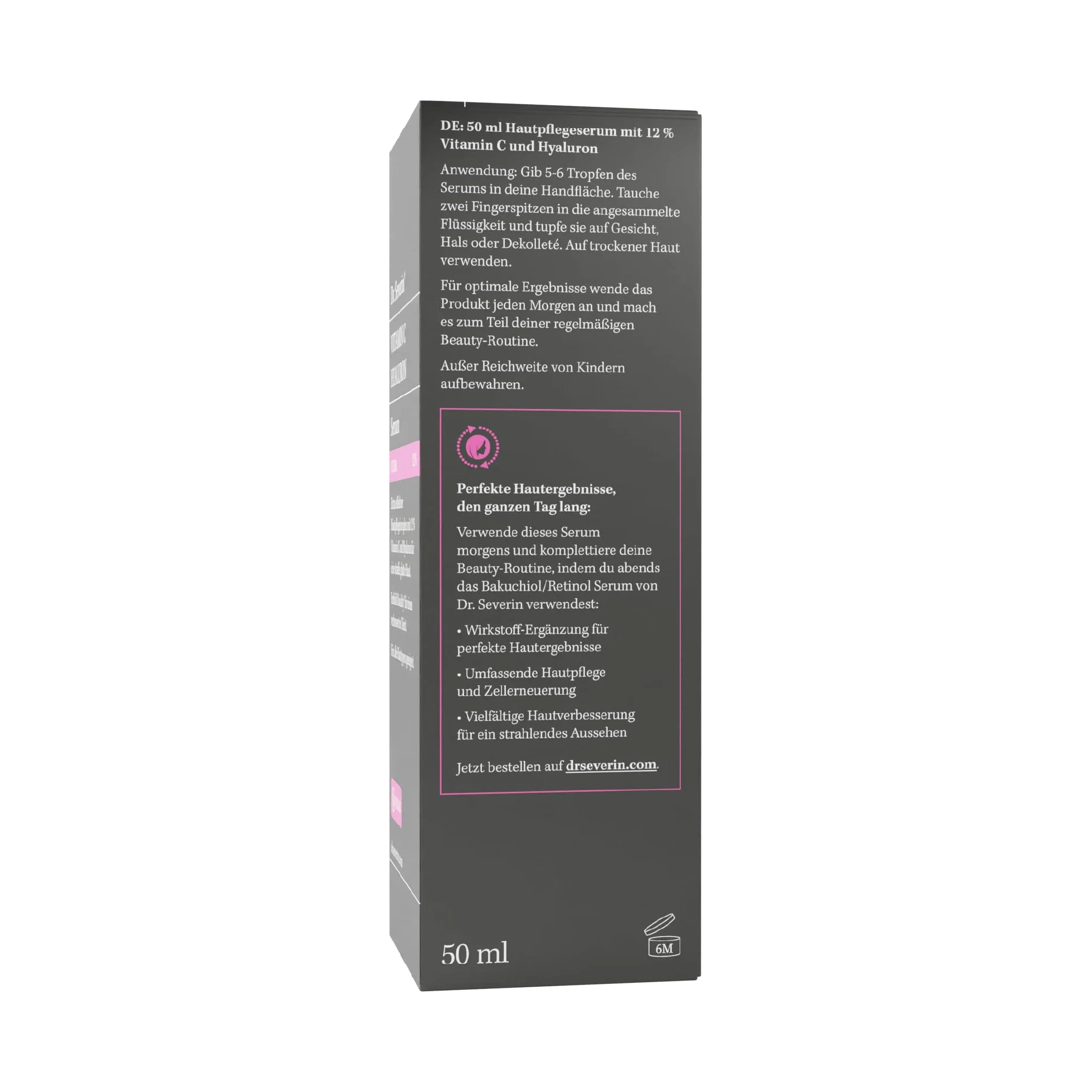 Dr. Severin 12% serum hialuronowe z witaminą C, ultra 50 ml, wysoko skoncentrowane serum do twarzy, z kwasem hialuronowym, rozjaśniające, przeciwstarzeniowe, przeciwzmarszczkowe, również przeciwko