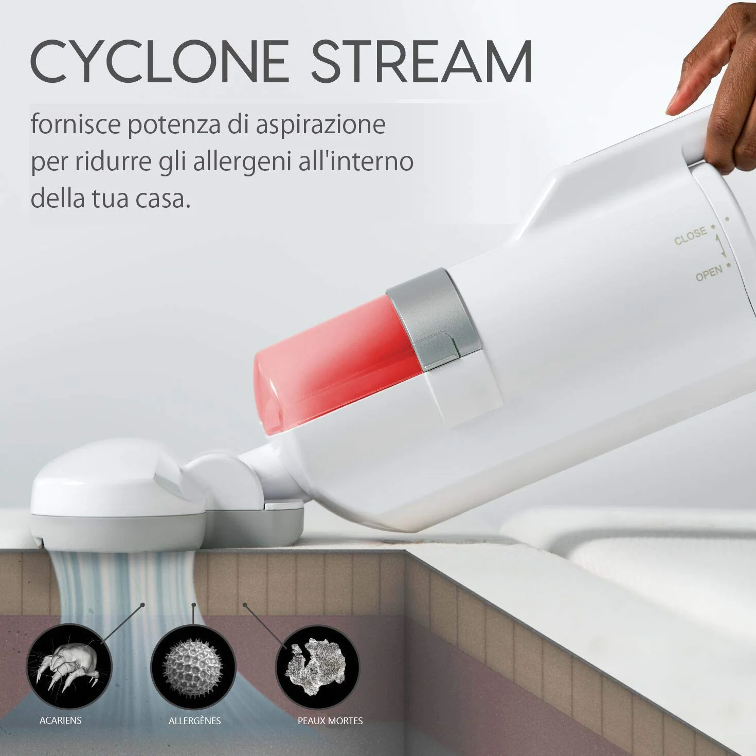 Iris Ohyama Odkurzacz przeciw roztoczom 400 W Cyclone Stream 6000 wibracji na minutę IC-FAC2 Biały