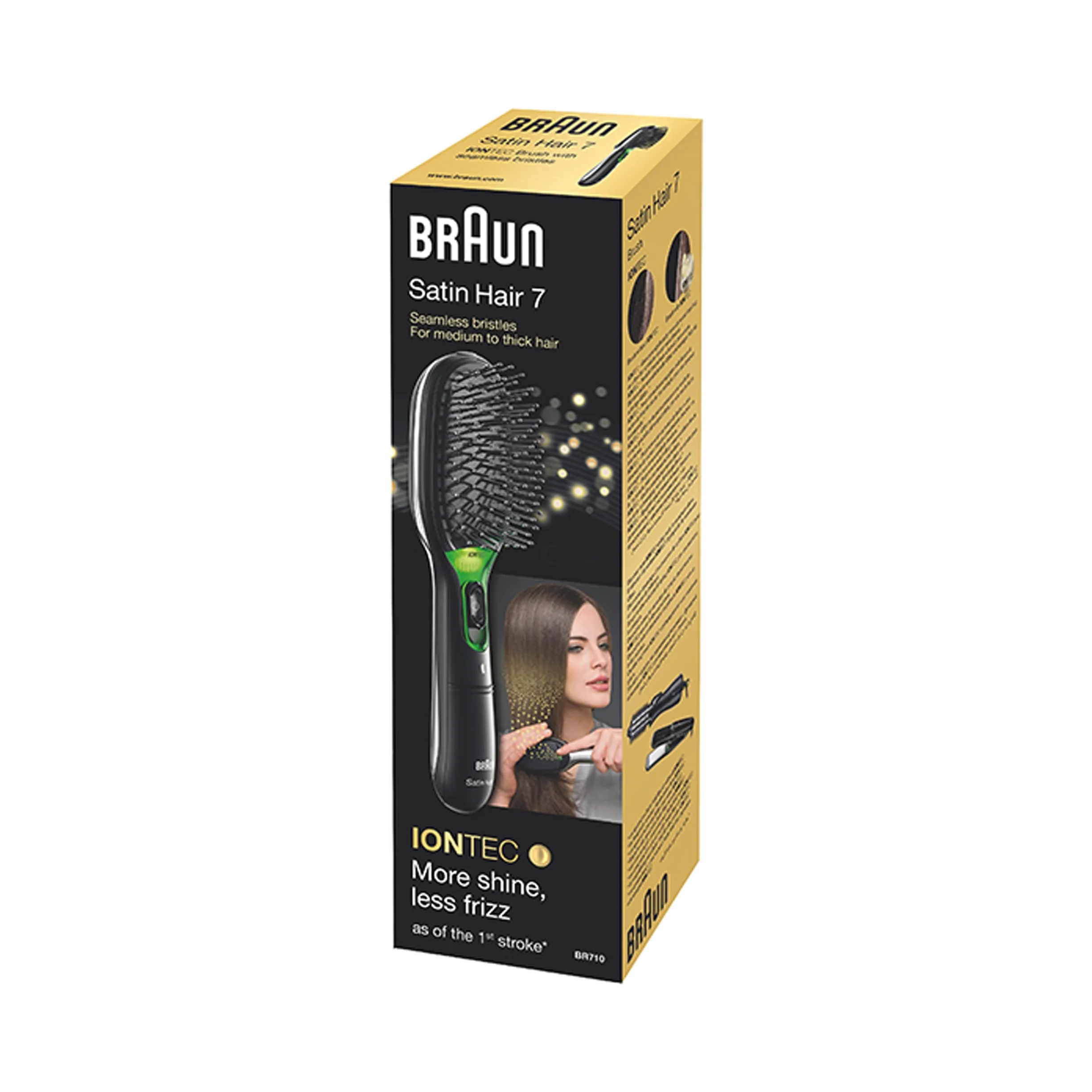 Braun Satin Hair 7 IONTEC szczotka do włosów, szczotka do włosów z technologią jonizującą dla zwiększenia połysku, BR710, czarna
