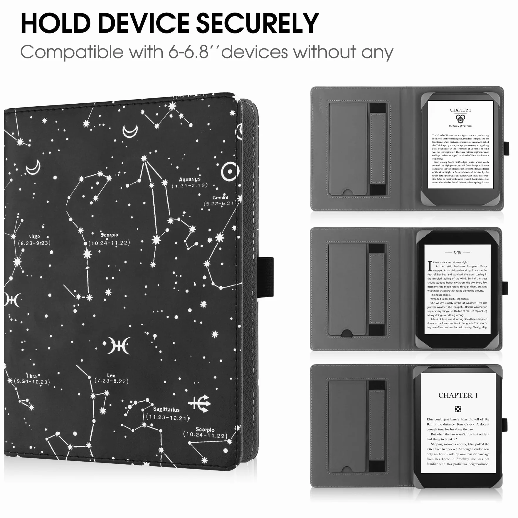 HGWALP Uniwersalne etui do czytników e-booków 6", skórzany pokrowiec z podpórką, kompatybilny ze wszystkimi czytnikami e-booków 15 cm (6") Kindle/PaperWhite/Kobo/Tolino/Pocketook/Sony E-Book
