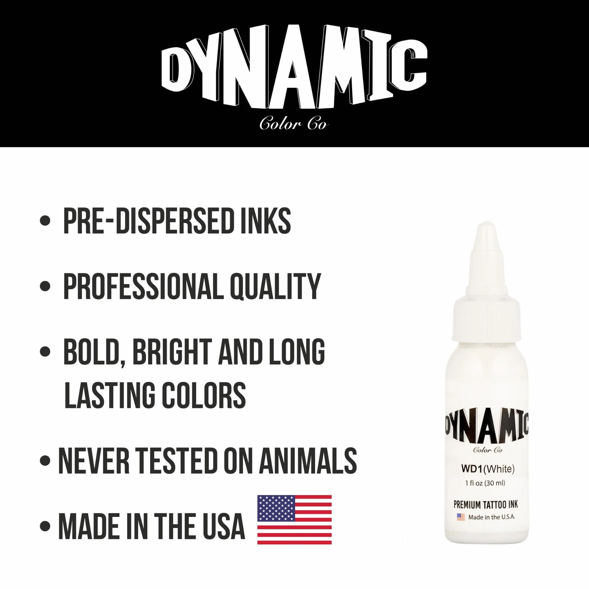 Dynamic biały tusz do tatuażu, 30 ml