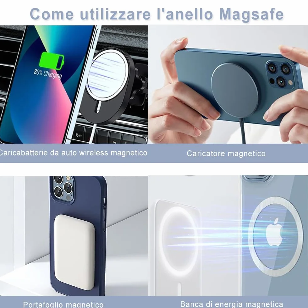 3 szt. metalowych naklejek na telefon komórkowy, kompatybilny z bezprzewodową ładowarką do iPhone'a/Samsung/Androida, metalowe pierścienie